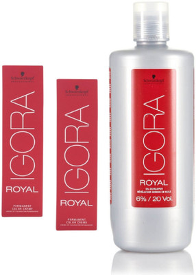 

Schwarzkopf Igora Royal Permanent color crème 4-99 Medium Brown Violet Extra(2tube) 60mL+ Igora Oil Developer 1000 mL(Set of 3)