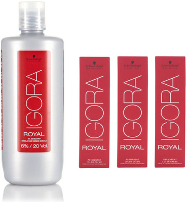 

Schwarzkopf Igora Royal Permanent color crème 5-4 Light Brown Beige (3 tube) 60mL+ Igora Oil Developer 1000 mL(Set of 4)