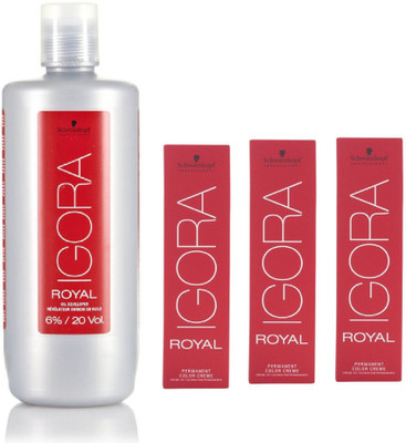 

Schwarzkopf Igora Royal Permanent color crème crème 8-4 Light Blonde Beige(3tube) 60mL+ Igora Oil Developer 1000 mL(Set of 4)