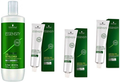 

Schwarzkopf Essensity Ammonia Free 9-0 Extra Light Blonde 60 mL(3 tube) + Essensity Oil Developer 1000 mL(Set of 4)