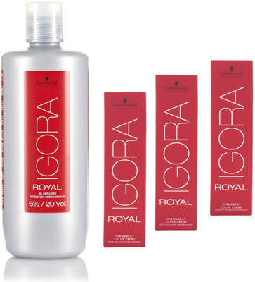 

Schwarzkopf Igora Royal Permanent color crème 5-99 Light Brown violet Extra(3tube) 60mL+ Igora Oil Developer 1000 mL(Set of 4)