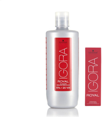 

Schwarzkopf Igora Royal Permanent color crème 1-0 Black (1tube) 60mL+ Igora Oil Developer 1000 mL(Set of 2)