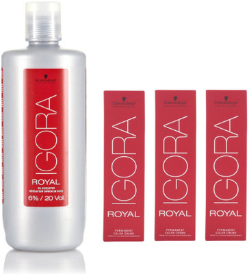 

Schwarzkopf Igora Royal Permanent color crème 5-5 Light Brown Gold(3tube) 60mL+ Igora Oil Developer 1000 mL(Set of 4)