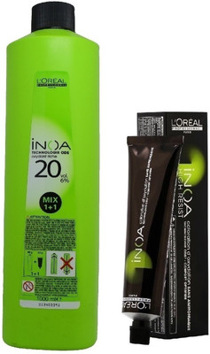 

L'Oreal INOA Ammonia Free Permanent Colour 4,45 copper mahogany Brown(1tube) 60mL+ Loreal INOA Oil Developer 1000 mL(Set of 2)