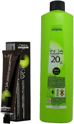

L'Oreal INOA Ammonia Free Permanent Colour 7 Blonde(1tube) 60mL+ Loreal INOA Oil Developer 1000 mL(Set of 2)