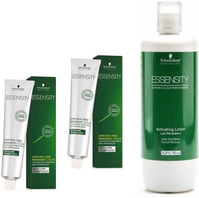 

Schwarzkopf Essensity Ammonia Free 1-0 Black Svart Sort 60 mL(2 tube) + Essensity Oil Developer 1000 mL(Set of 3)