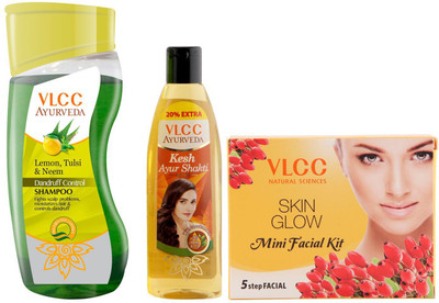 

VLCC Shampoo, Hair Oil and Mini Facial Kit Combo(Set of 3)