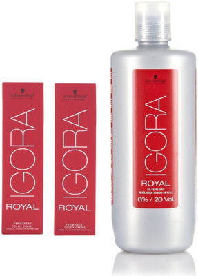 

Schwarzkopf Igora Royal Permanent color crème 4-0 Medium Brown (2 tube) 60mL+ Igora Oil Developer 1000 mL(Set of 3)