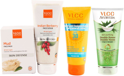 

VLCC Sun Screen, Face Scrub, Facewash and Face Pack Combo(Set of 4)