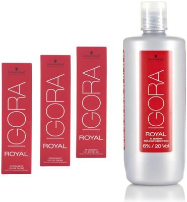 

Schwarzkopf Igora Royal Permanent color crème 5-68 Light Brown Chocolate Red(3tube) 60mL+ Igora Oil Developer 1000 mL(Set of 4)