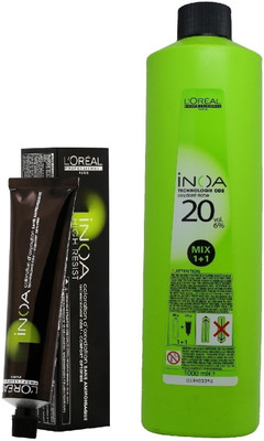 

L'Oreal INOA Ammonia Free Permanent Colour 9 Very Light Blonde(1tube) 60mL+ Loreal INOA Oil Developer 1000 mL(Set of 2)