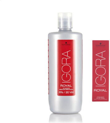 

Schwarzkopf Igora Royal Permanent color crème 6-5 Dark Blonde Gold (1 tube) 60mL+ Igora Oil Developer 1000 mL(Set of 2)