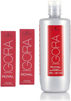 

Schwarzkopf Igora Royal Permanent color crème 8-0 Light Blonde (2 tube) 60mL+ Igora Oil Developer 1000 mL(Set of 3)