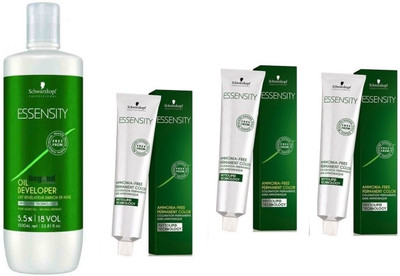

Schwarzkopf Essensity Ammonia Free 4-68 Medium Brown Chocalate Red 60 mL(3 tube) + Essensity Oil Developer 1000 mL(Set of 4)