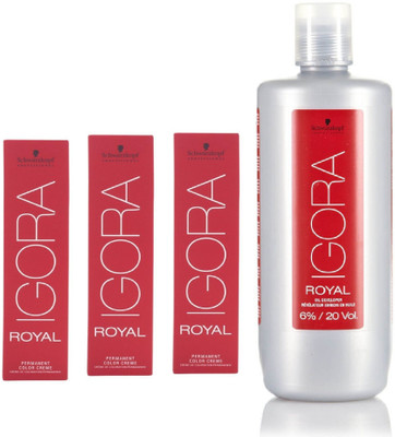 

Schwarzkopf Igora Royal Permanent color crème 5-57 Light Brown Gold Copper(3tube) 60mL+ Igora Oil Developer 1000 mL(Set of 4)