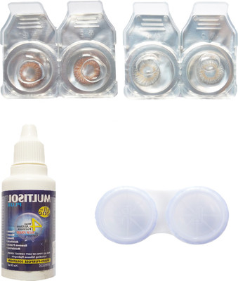 

Crystal Brown & grey Colored Contact lenses with Case & solution Monthly Contact Lens(0, Brown, Pack of 4)