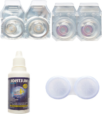 

Crystal grey & voilet color Contact lenses with Case & solution Monthly Contact Lens(0, Grey, Pack of 4)