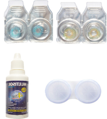 

Crystal Blue & green coloured Contact lenses with Case & solution Monthly Contact Lens(0, Blue, Pack of 4)