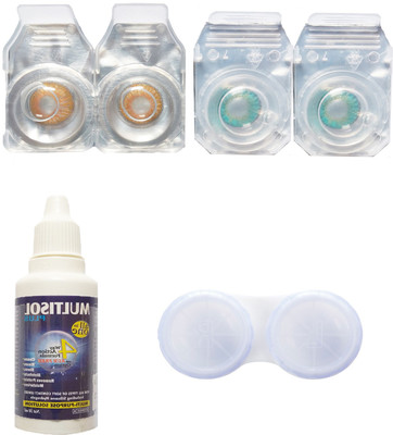 

Crystal hazel & torquise Colored Contact lenses with Case & solution Monthly Contact Lens(0, Hazel, Pack of 4)