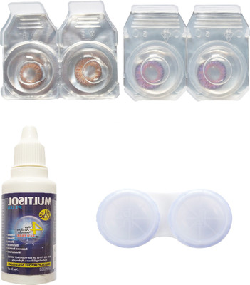 

Crystal Brown & voilet Colored Contact lenses with Case & solution Monthly Contact Lens(0, Brown, Pack of 4)