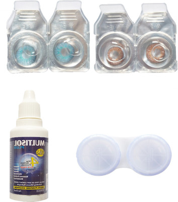 

Crystal Blue & Brown coloured Contact lenses with Case & solution Monthly Contact Lens(0, Blue, Pack of 4)