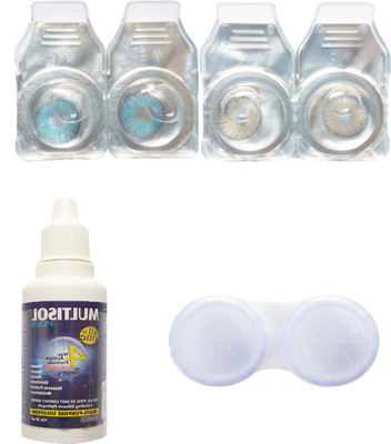 

Crystal Blue & grey coloured Contact lenses with Case & solution Monthly Contact Lens(0, Blue, Pack of 4)