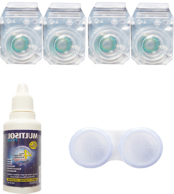 

Crystal torquise & torquise Colored Contact lenses with Case & solution Monthly Contact Lens(0, Green Turquoise, Pack of 4)