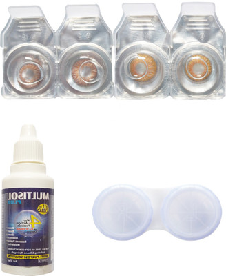 

Crystal Brown & hazel color Contact lenses with Case & solution Monthly Contact Lens(0, Brown, Pack of 4)