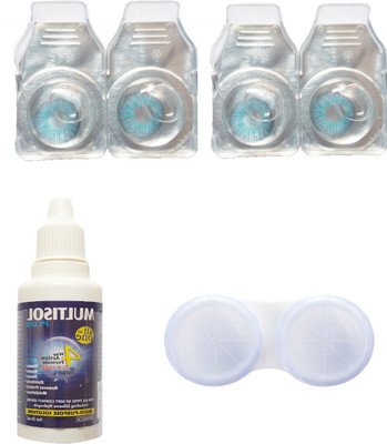 

Crystal Blue & Blue Colored Contact lenses with Case & solution Monthly Contact Lens(0, Blue, Pack of 4)