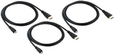 ReTrack SET OF 3PC Full 1080P Video Gold Plated-HDMI to Micro 1 m HDMI Cable(Compatible with Computer, Black)