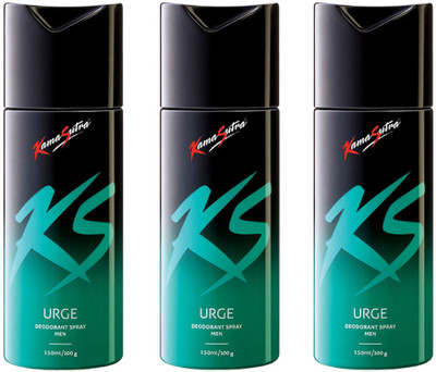 

KamaSutra Urge Deodornt Spray 150ML Each (Pack of 3) Deodorant Spray - For Men(450 ml, Pack of 3)
