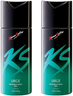

KamaSutra Urge Deodornt Spray 150ML Each (Pack of 2) Deodorant Spray - For Men(300 ml, Pack of 2)