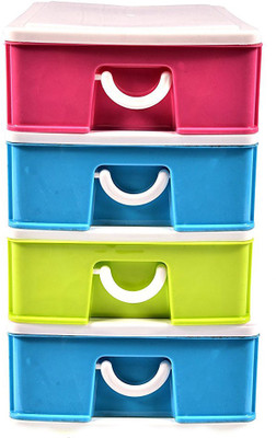 

Toto 4 Compartments Tiny Plastic Slide Multipurpose Storage Drawers Small Size 6 inch - 4 layers Drawer Divider(Multicolor)