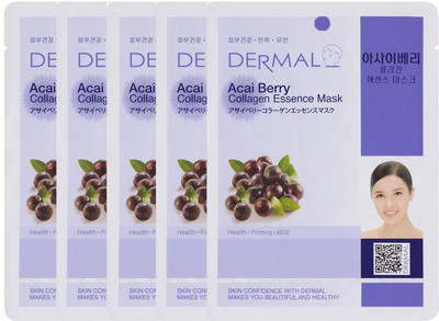 

Dermal Korea Dermal Acai Berry Collagen Essence Face Mask (Pack of 5)(120 g)