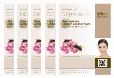 

Dermal Korea Dermal BeeVenom collagen Essence Face Mask (Pack of 5)(120 g)