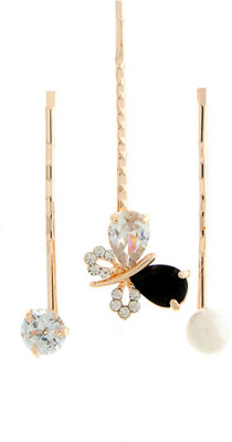 

Anuradha Art Jewellery Side Pin Hair Pin(Gold, White)