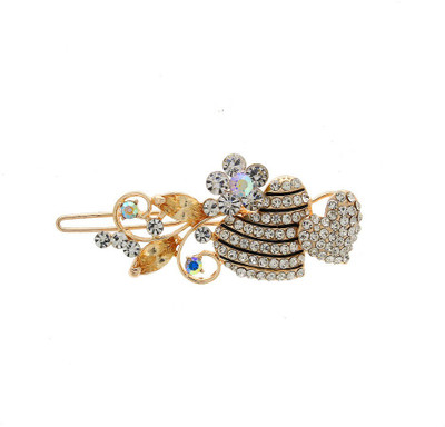 

Anuradha Art Jewellery Side Pin Hair Pin(Gold, White)