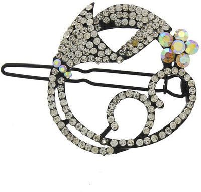 Anuradha Art Jewellery Side Pin Hair Pin(Black, White)