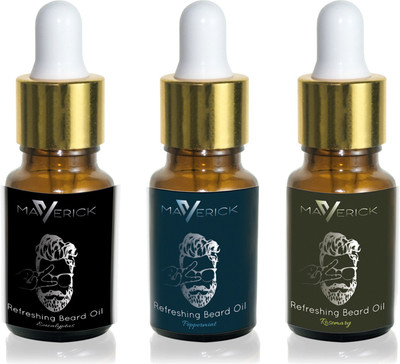 

Maverick Cool Refreshing beard oil pack of 3 with freshness of Peppermint, Eucalyptus & Rosemary essential oils & pure Jojoba Hair Oil(10 ml)