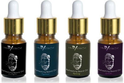 

Maverick Cool Refreshing beard oil pack of 4 with freshness of Peppermint, Rosemary, Eucalyptus and lavender essential oils & pure Jojoba Hair Oil(10 ml)