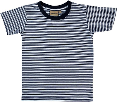 ChildKraft Boys Striped Polycotton T Shirt(Blue, Pack of 1)