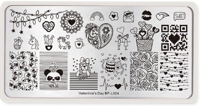 

Born Pretty Stamping Template Rectangle Rose Flower Code Nail Art Plate Valentine's Day BP-L004(Silver)