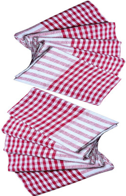 G S COLLECTIONS Duster Cloth, Multipurpose Kitchen Roti Napkin/Cloth, Table Duster Wiper Wet and Dry Cotton Cleaning Cloth (18 x 18 in) Set of 10 Pcs Multicolor, Red Cloth Napkins(10 Sheets)