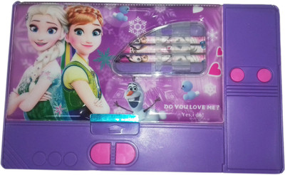 

kidoz kingdom FROZEN MAGNETIC ART PENCIL BOX FROZEN Jumbo Dual Compartment Magnetic Lock Art PLASTIC Pencil Box Art Plastic Pencil Box(Set of 1, Multicolor)