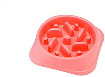 Sri Dog Bowls Slow Feeder Fun Interactive Anti-Choke Pet Bowl Non-Slip Drink Water Bowl Healthy Food Bowl Bloat Stop Happy Foraging Bowl (Coral Pink) Round Plastic Pet Bowl(2.5 L Pink)