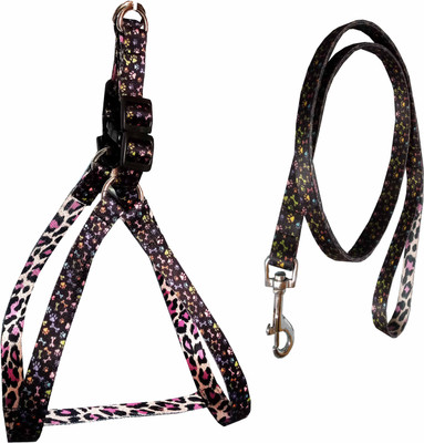 

Petshop7 Printed Fancy Dog Harness & leash Set 0.75 inch -  (Chest Size : 22-25 Inch)-Black Dog Harness & Leash(, Black