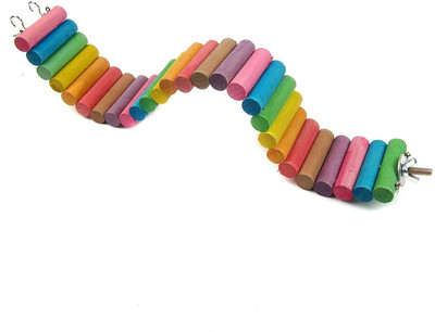 

SRI Hanging Wooden Bendable Colourful Bridge Ladder Toy for Birds - 40 cm Wooden Training Aid For Dog
