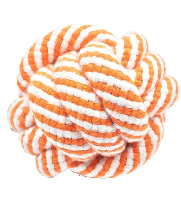 

Sri High Quality Durable Chew Knoted Cotton Ball Fetch Toy For Puppy/Cat (Orange White) Rubber Fetch Toy For Dog