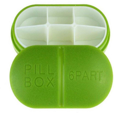 Sukot 6 day 6 grid Pill Box Pill Medicine Storage Box Pill Case Pill Organizer Box Pill Box(Green)
