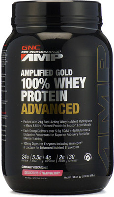 

GNC AMP Amplified Gold 100% Whey Protein(890 g, Delicious Strawberry)